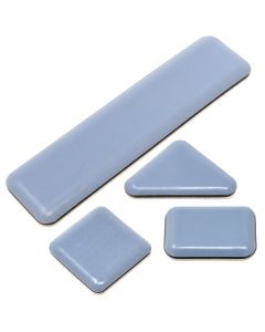 Scivoli autoadesivi in PTFE, spessore 5 mm, grigio-azzurri, quadrati/rettangolari/triangolari, diverse misure